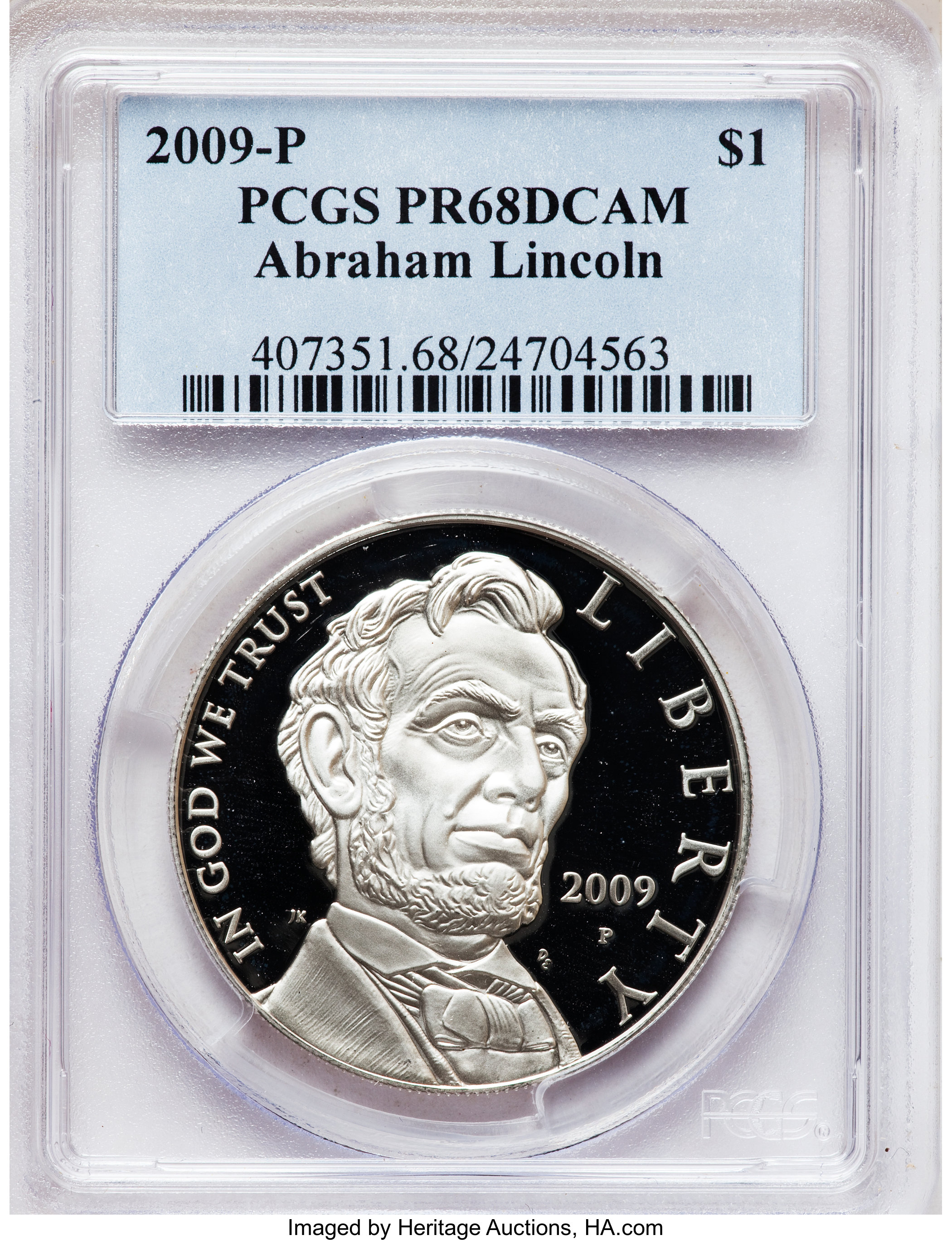 2009-P $1 Lincoln PR68 Deep Cameo PCGS. PCGS Population (264/8477). NGC Census: (60/17094). The image displayed is a stoc...