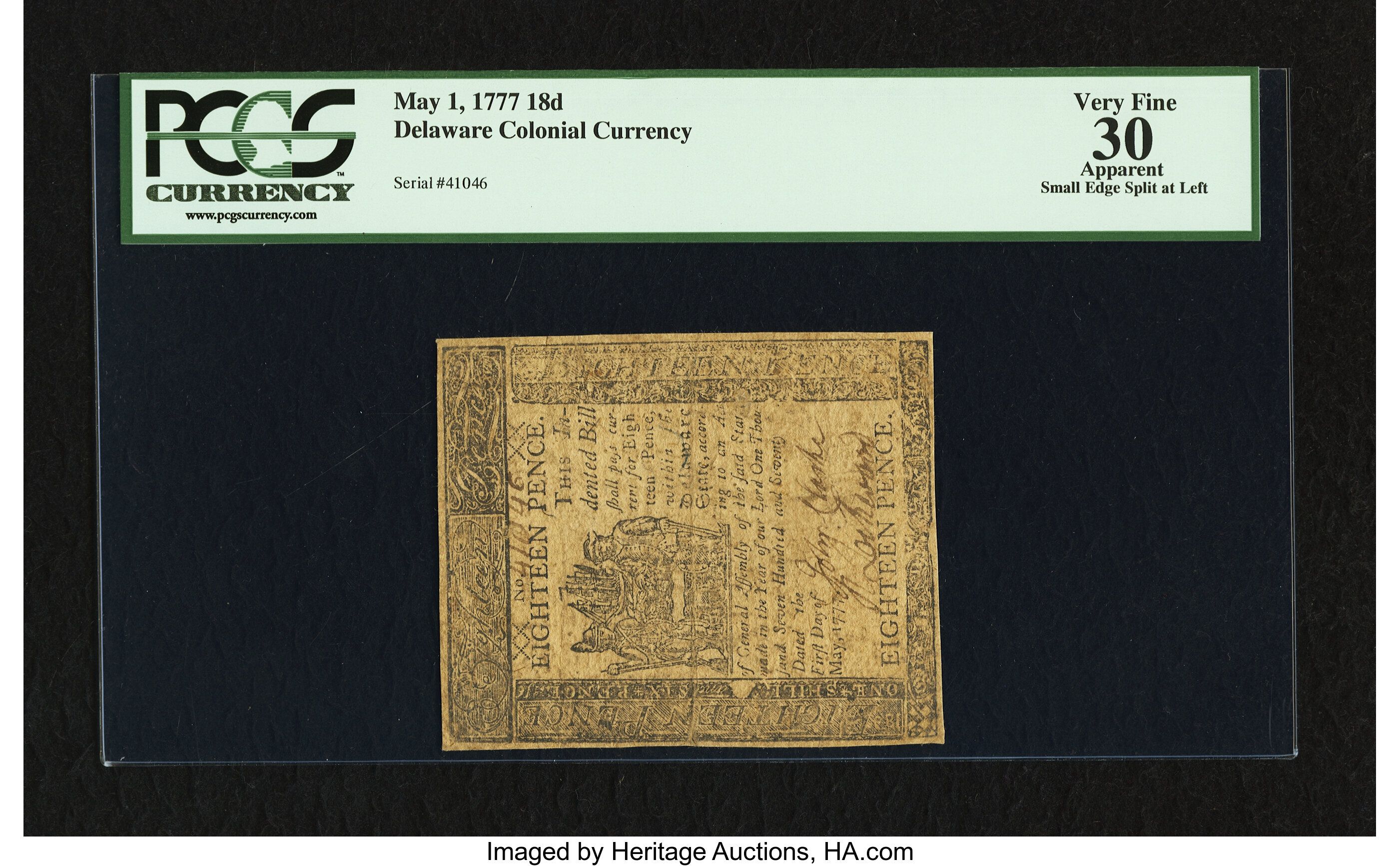 image for: Delaware May 1, 1777 18d PCGS Apparent Very Fine 30....