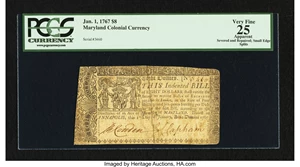 image for: Maryland January 1, 1767 $8 PCGS Apparent Very Fine 25....