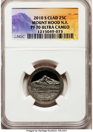 image for: 2010-S 25C Mount Hood National Forest Clad PR70 Ultra Cameo NGC. NGC Census: (0). PCGS Population (198). (#418849)...