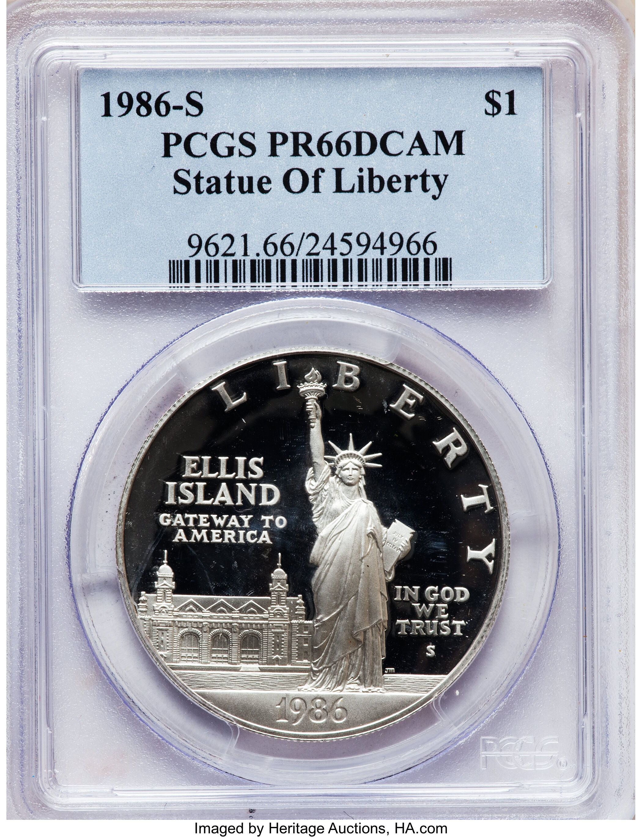 1986 S Statue of Liberty Silver dollar PR Values | Greysheet