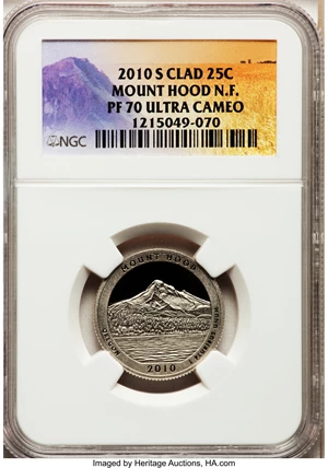 image for: 2010-S 25C Mount Hood National Forest Clad PR70 Ultra Cameo NGC. NGC Census: (0). PCGS Population (205). (#418849)...