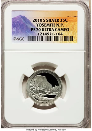 image for: 2010-S 25C Yosemite National Park Silver PR70 Ultra Cameo NGC. NGC Census: (0). PCGS Population (356). (#418840)...