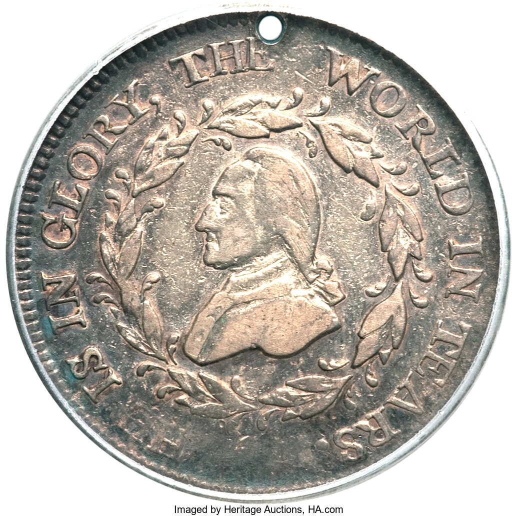 image for: (1800) Washington Funeral Urn Medal, Silver XF40 PCGS. Baker-166A, Dies 3-C2, R.6....