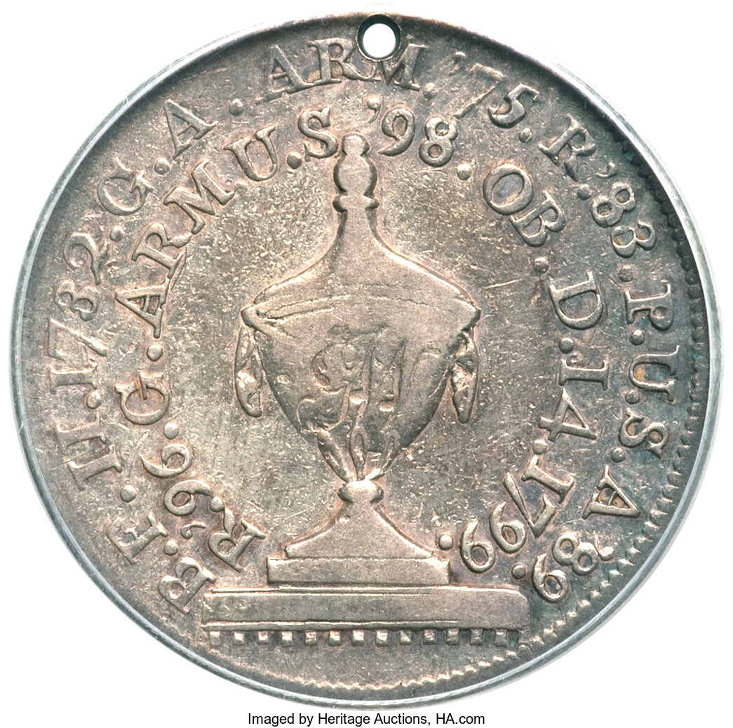 image for: (1800) Washington Funeral Urn Medal, Silver XF40 PCGS. Baker-166A, Dies 3-C2, R.6....
