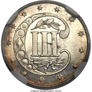 image for: 1858 3CS PR65 Cameo NGC....