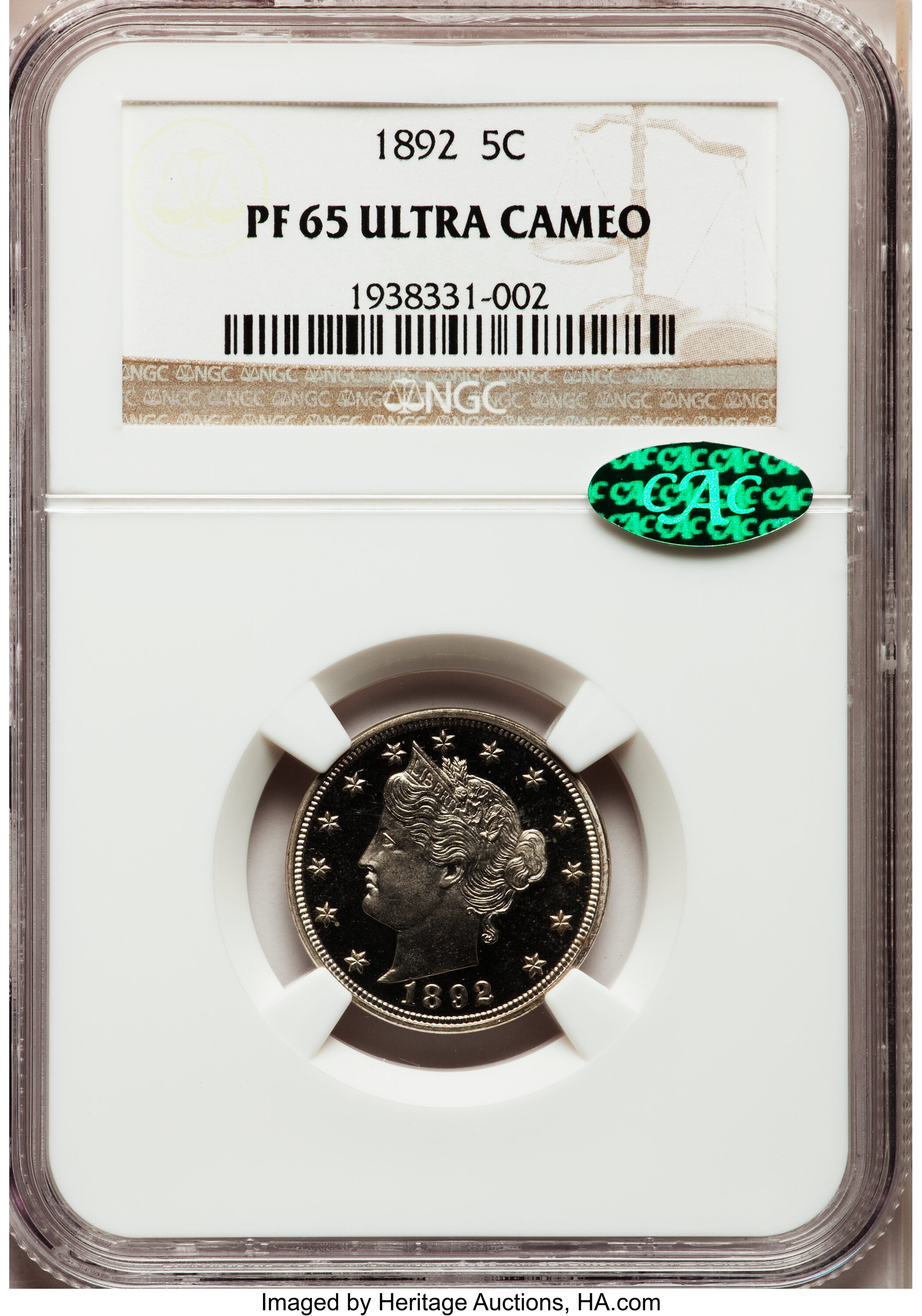 image for: 1892 5C PR65 Ultra Cameo NGC. CAC....