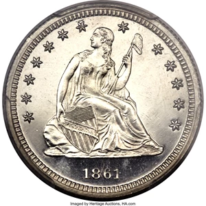 image for: 1861 25C PR65 Cameo PCGS. CAC....