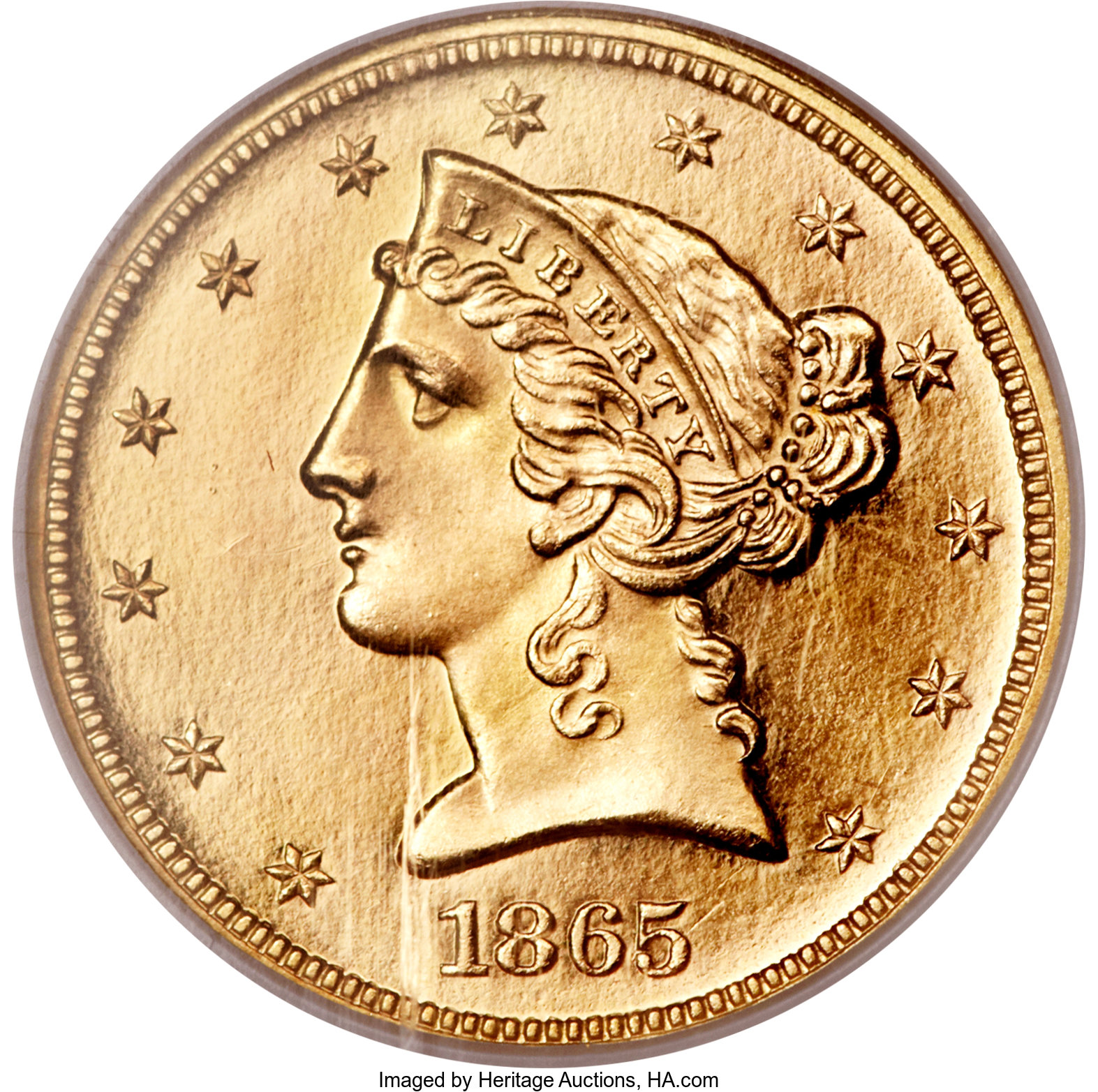 image for: 1865 $5 PR65 Ultra Cameo NGC....