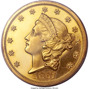 image for: 1867 $20 PR64 Deep Cameo PCGS. CAC....