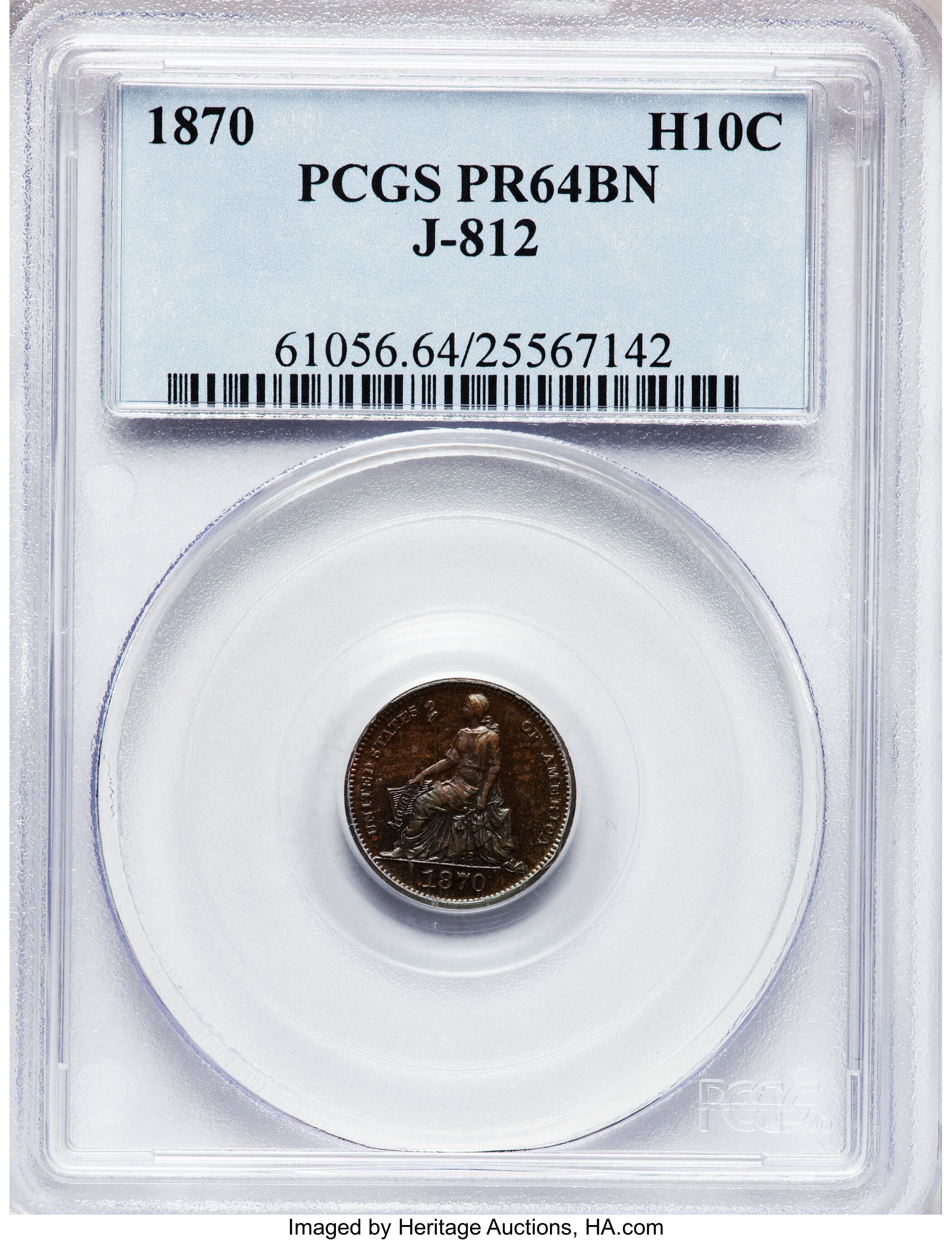 image for: 1870 H10C Standard Silver Half Dime, Judd-812, Pollock-900, Low R.7, PR64 Brown PCGS....