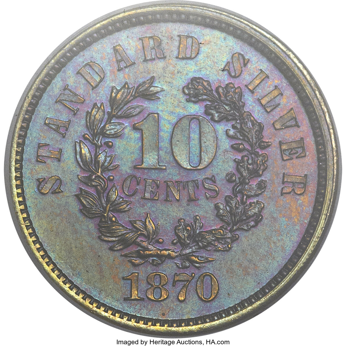 image for: 1870 10C Standard Silver Ten Cents, Judd-870, Pollock-966, High R.7, PR64 Brown PCGS....