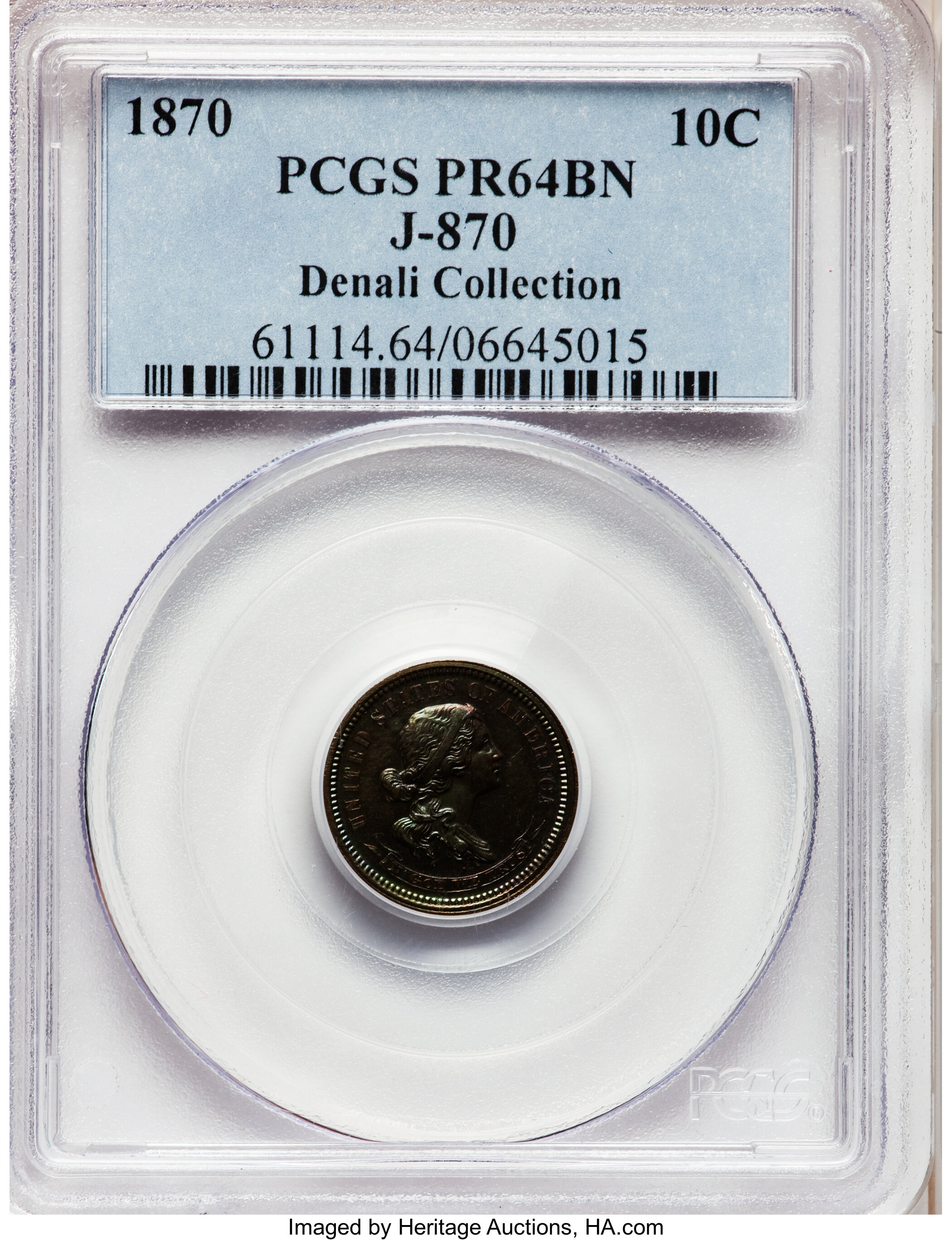 image for: 1870 10C Standard Silver Ten Cents, Judd-870, Pollock-966, High R.7, PR64 Brown PCGS....
