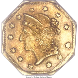 image for: 1854 $1 Large Eagle Octagonal 1 Dollar, BG-534, High R.6, AU55 PCGS....