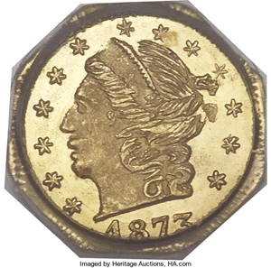 image for: 1873 25C Liberty Octagonal 25 Cents, BG-728, R.3, MS67 PCGS....