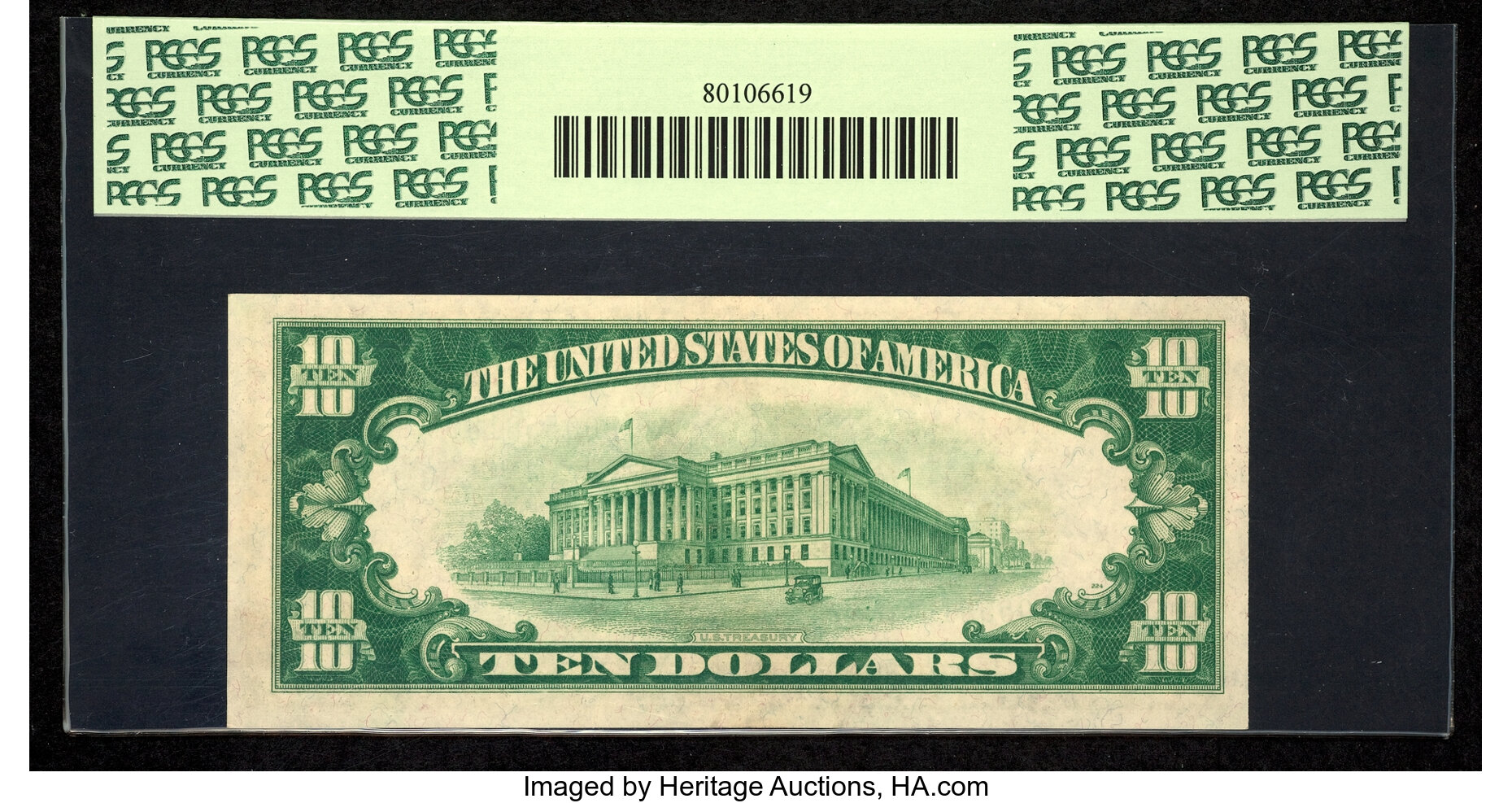 image for: Fr. 2002-B* $10 1928B Dark Green Seal Federal Reserve Star Note. PCGS Choice About New 58PPQ....