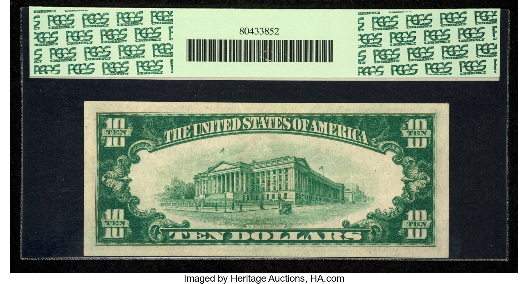 image for: Fr. 2002-G* $10 1928B Dark Green Seal Federal Reserve Star Note. PCGS About New 50....