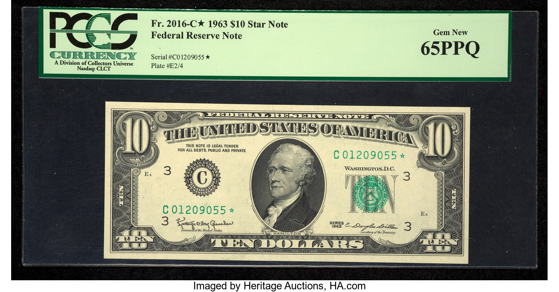 image for: Fr. 2016-C* $10 1963 Federal Reserve Star Note. PCGS Gem New 65PPQ....