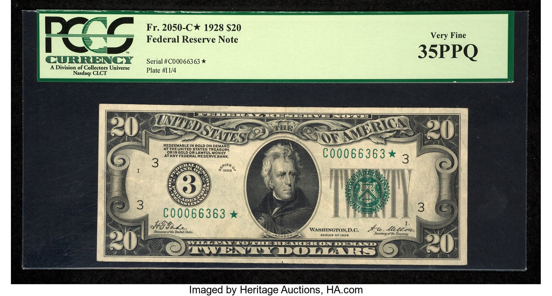 image for: Fr. 2050-C* $20 1928 Federal Reserve Star Note. PCGS Very Fine 35PPQ....