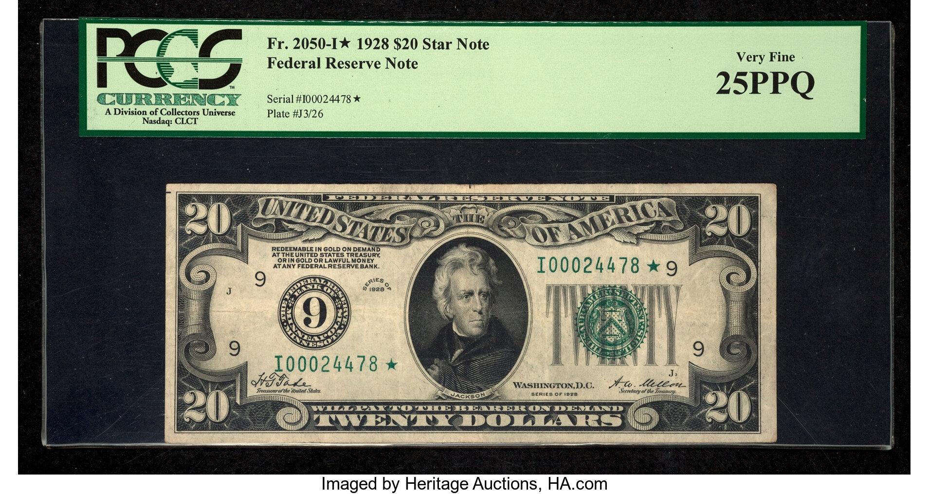 image for: Fr. 2050-I* $20 1928 Federal Reserve Star Note. PCGS Very Fine 25PPQ....
