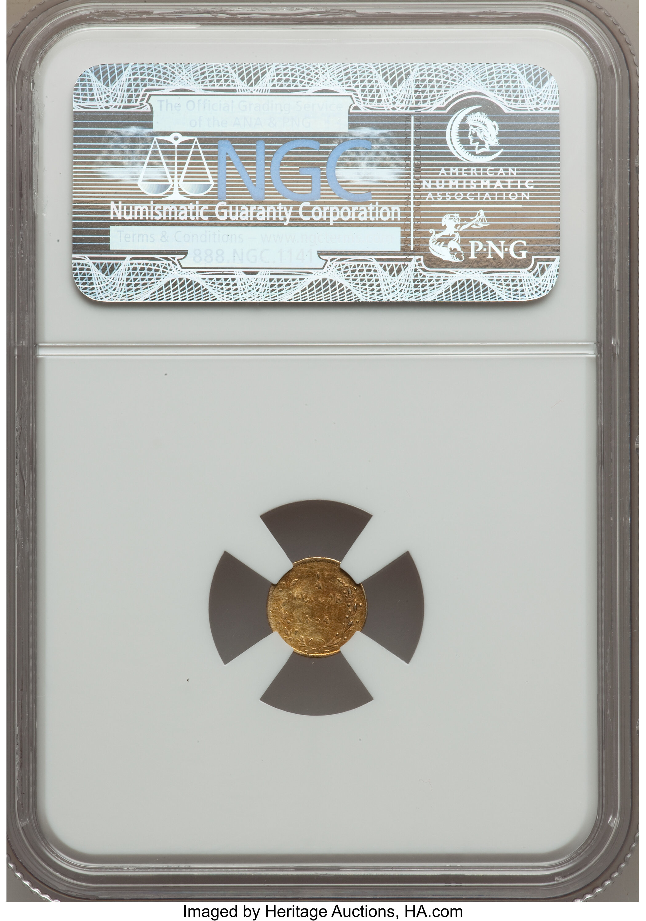 image for: 1854 25C Liberty Round 25 Cents, BG-216, R.6, AU58 NGC. NGC Census: (1/4). PCGS Population (0/19).   (#10401)...