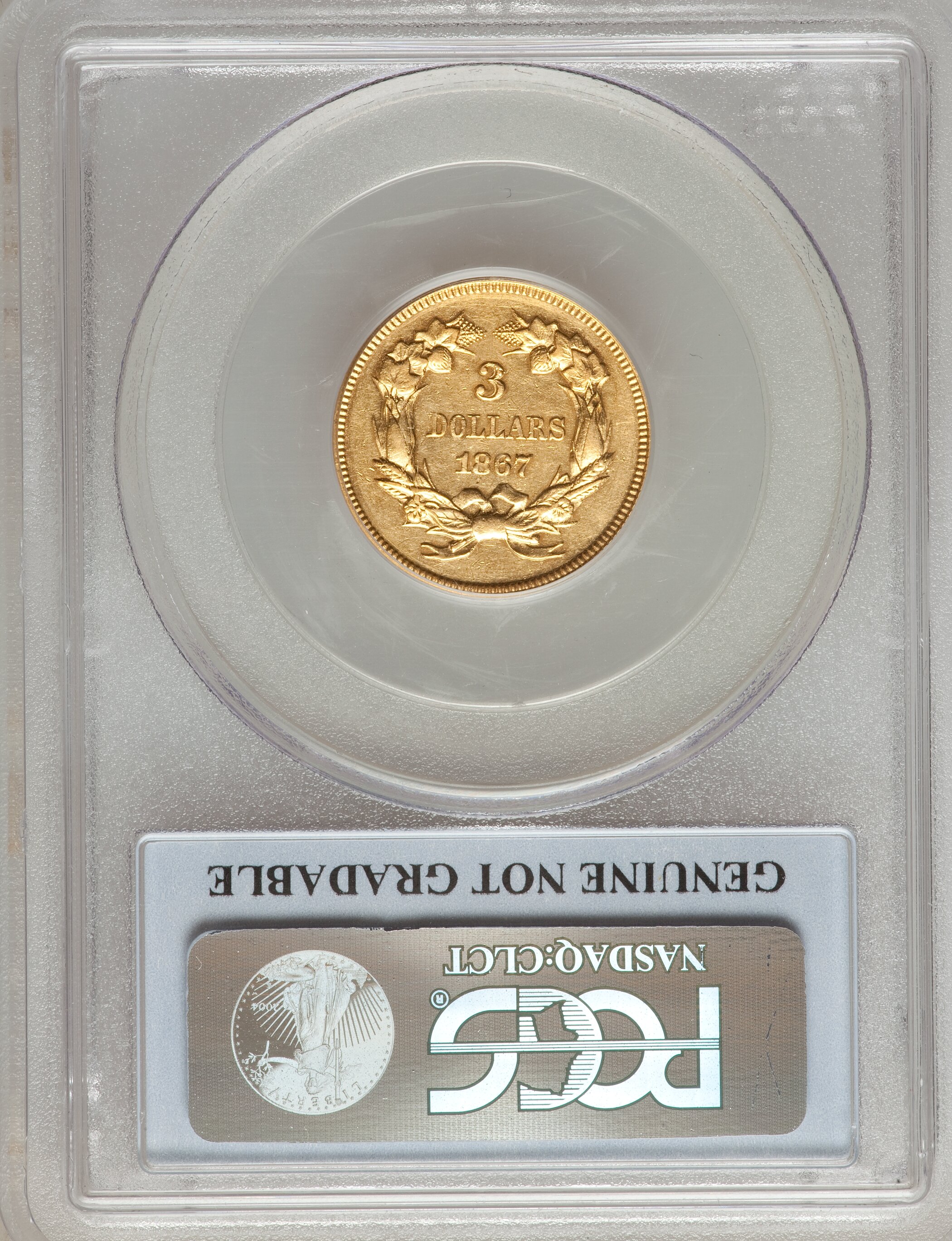 image for: 1867 $3 -- Genuine -- PCGS. Proof....