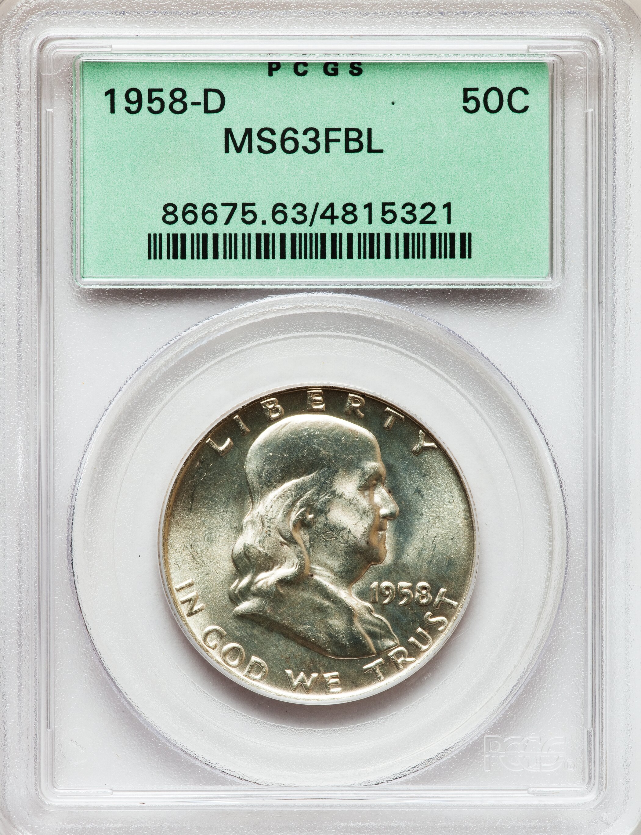 1958-D 50C MS63 Full Bell Lines PCGS. PCGS Population (126/5386). NGC Census: (55/1250). Numismedia Wsl. Price for problem...