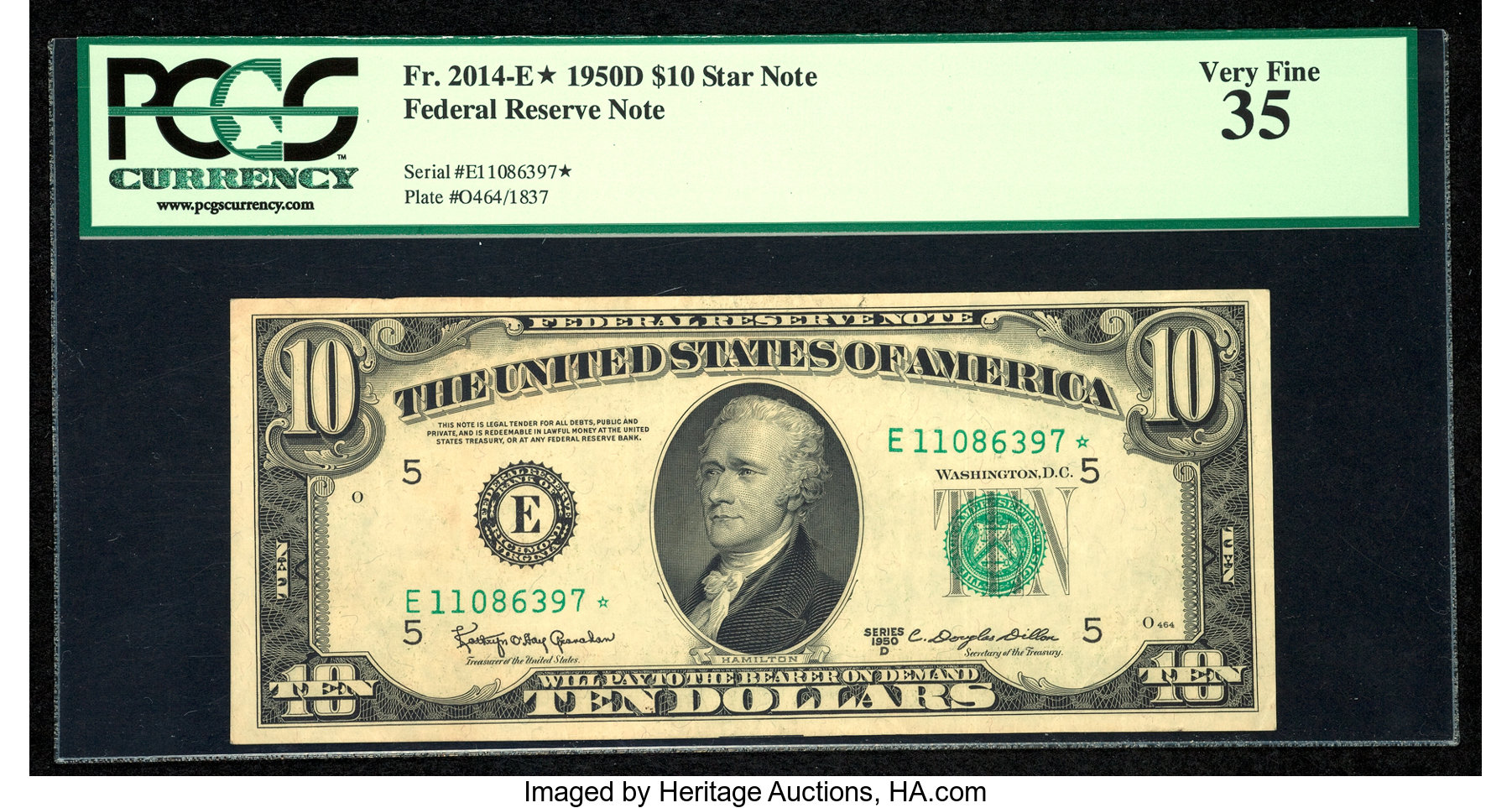 image for: Fr. 2014-E* $10 1950D Federal Reserve Note. PCGS Very Fine 35....