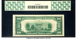 image for: Fr. 2054-E $20 1934 Dark Green Seal Mule Federal Reserve Note. PCGS Very Choice New 64PPQ....