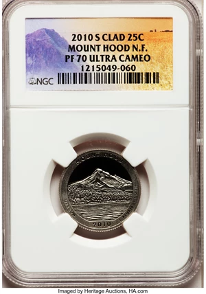 image for: 2010-S 25C Mount Hood National Forest Clad PR70 Ultra Cameo NGC. NGC Census: (0). PCGS Population (198). (#418849)...
