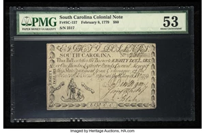 image for: South Carolina February 8, 1779 $80 PMG About Uncirculated 53....