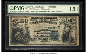 image for: Louisville, KY - $100 1882 Date Back Fr. 571 The NB of Kentucky Ch. # (S)5312...