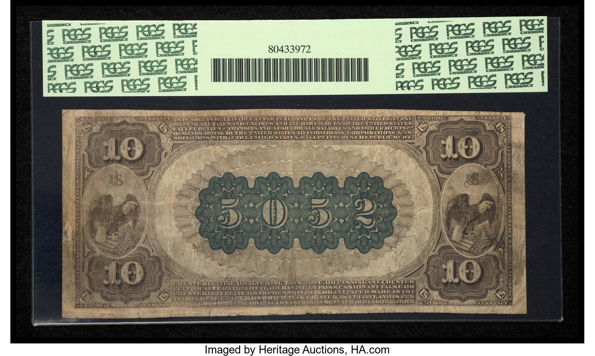 image for: McAlester, IT - $10 1882 Brown Back Fr. 491 The First NB Ch. # (W)5052...