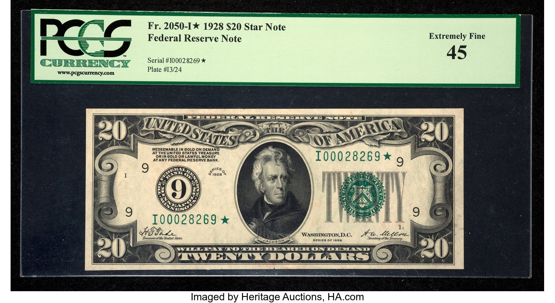 image for: Fr. 2050-I* $20 1928 Federal Reserve Note. PCGS Extremely Fine 45....