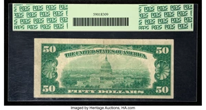 image for: Fr. 2100-J* $50 1928 Federal Reserve Note. PCGS Very Fine 25....