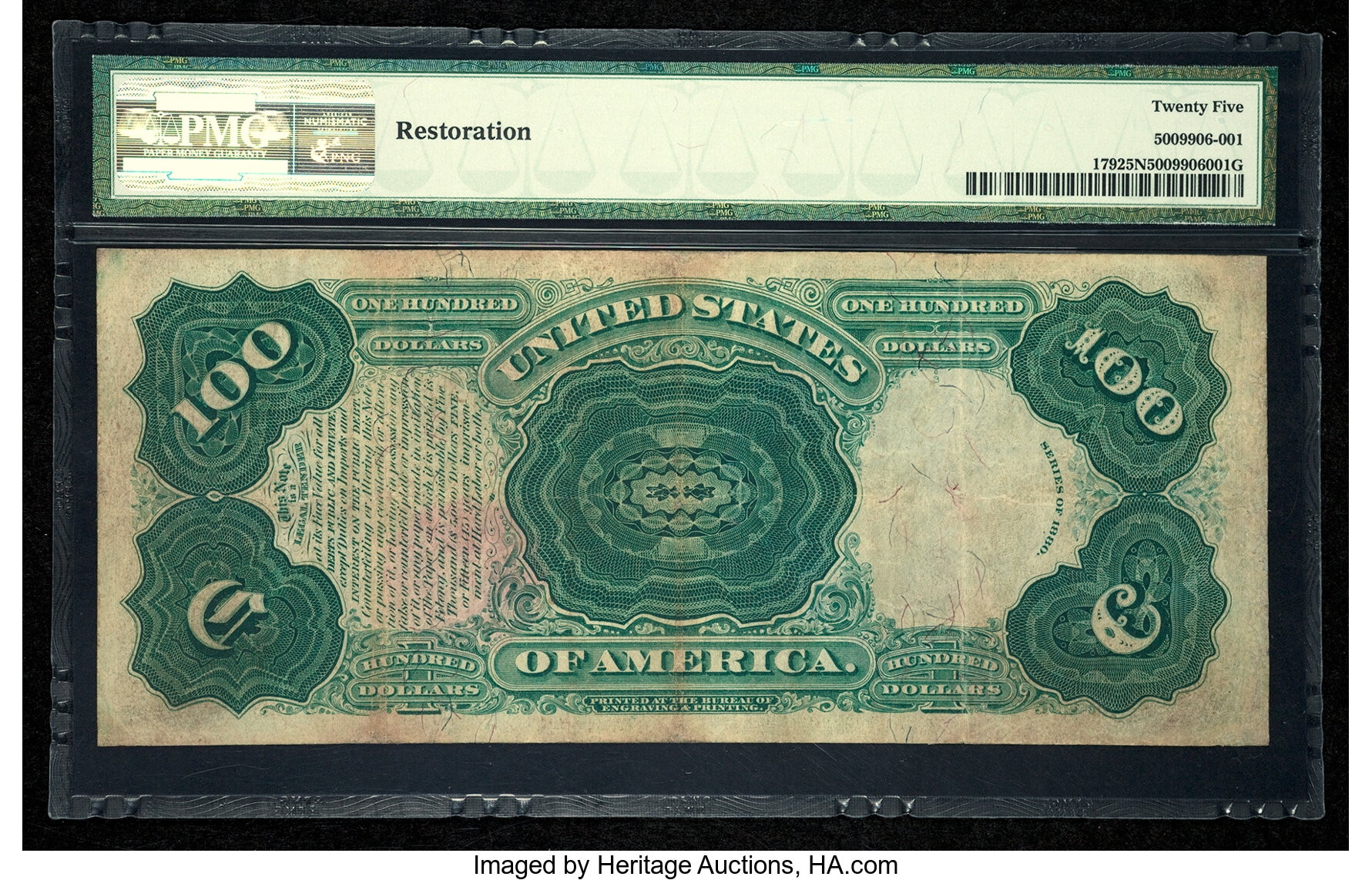 image for: Fr. 179 $100 1880 Legal Tender PMG Very Fine 25 Net....