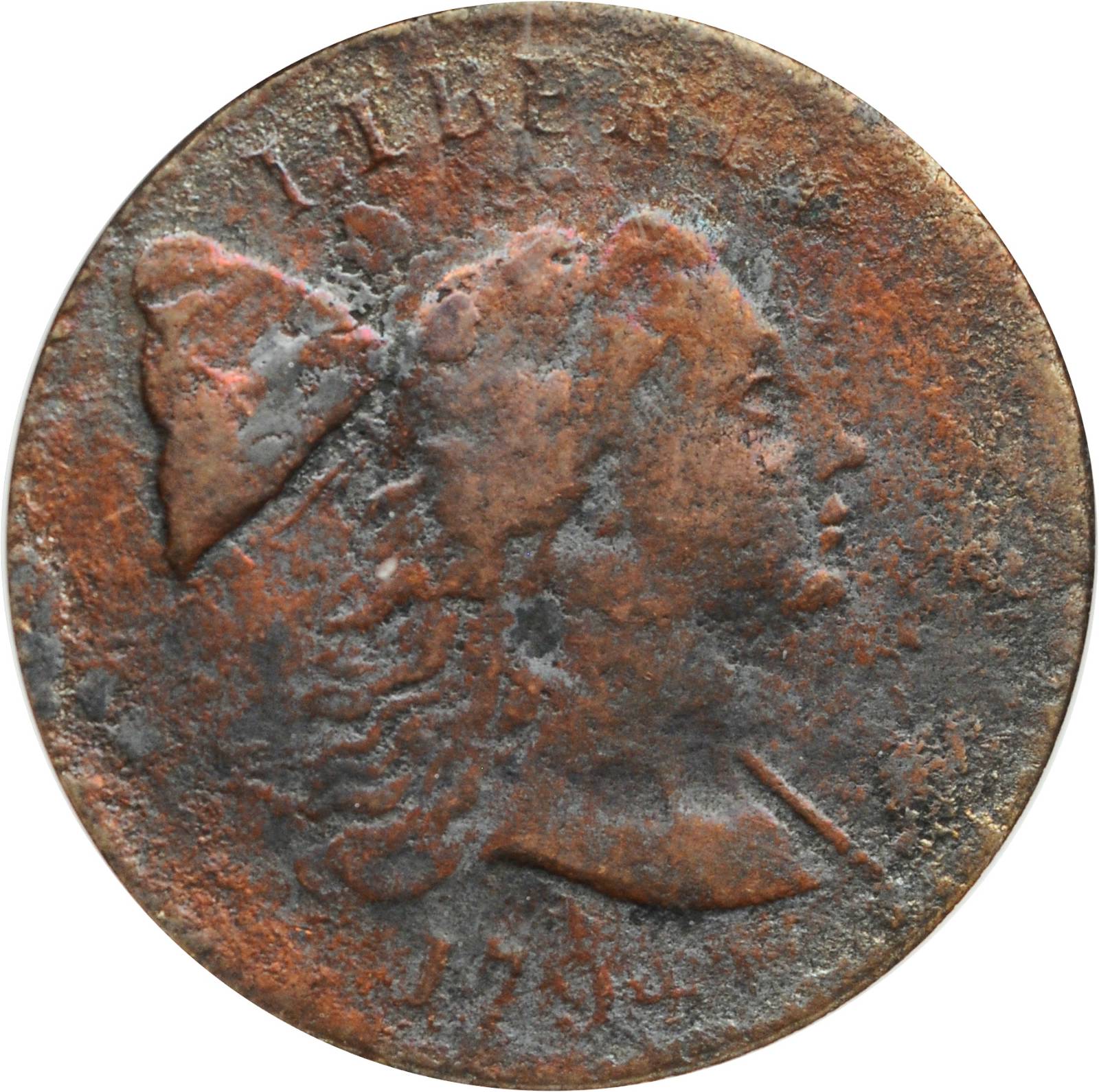 image for: 1794 Liberty Cap Cent. S-19B. Rarity-4+. Head of 1793. Net VG-8 (ANACS). VF Details--Corroded, Tooled. OH.