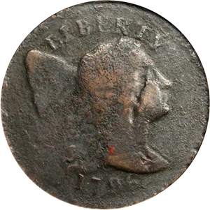 image for: 1796 Liberty Cap Cent. S-89. Rarity-3+. Net Good-6 (ANACS). Fine Details--Corroded, Damaged. OH.