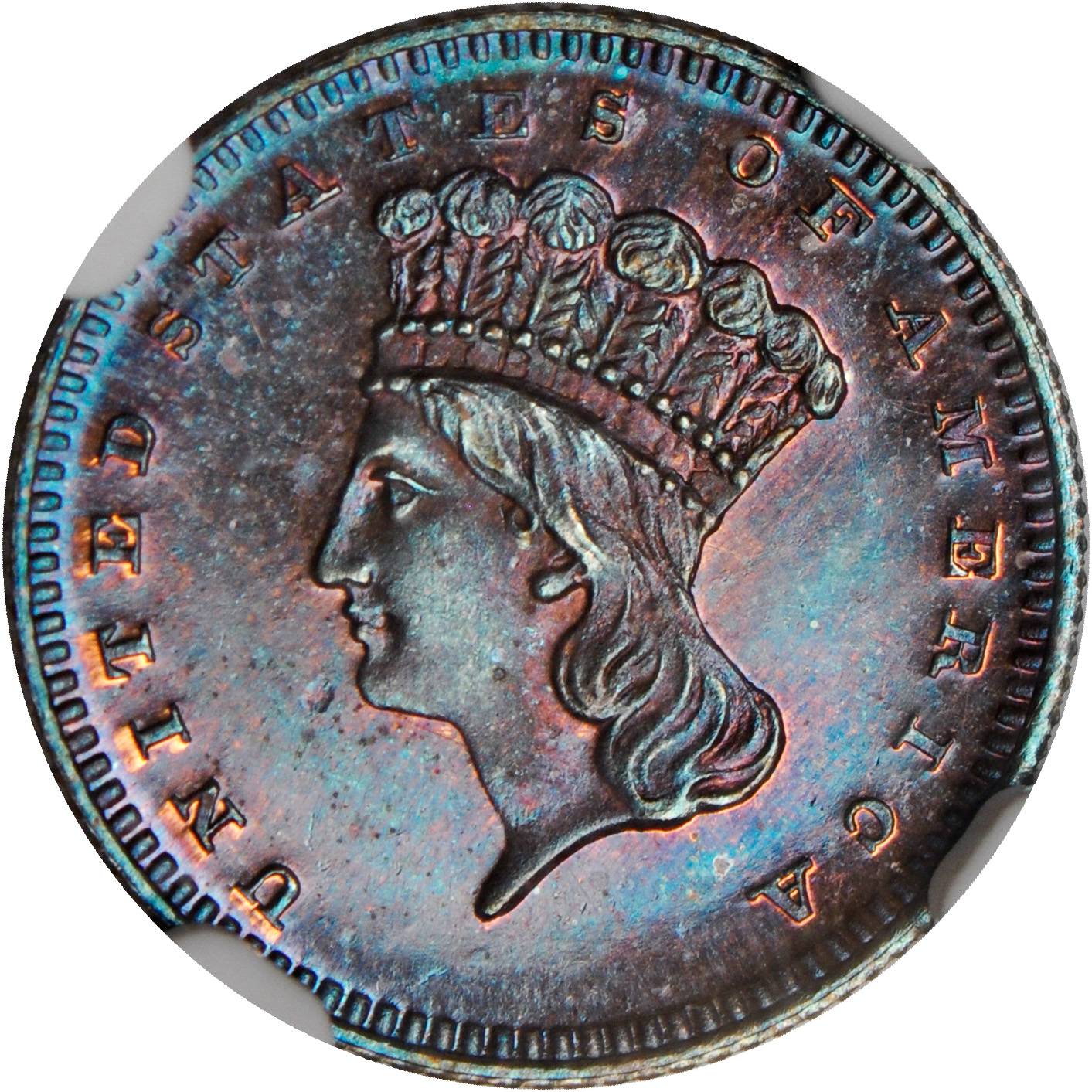 image for: 1871 Pattern Gold Dollar. Judd-1161, Pollock-1303. Rarity-8. Copper. Reeded Edge. Proof-65 BN (NGC).