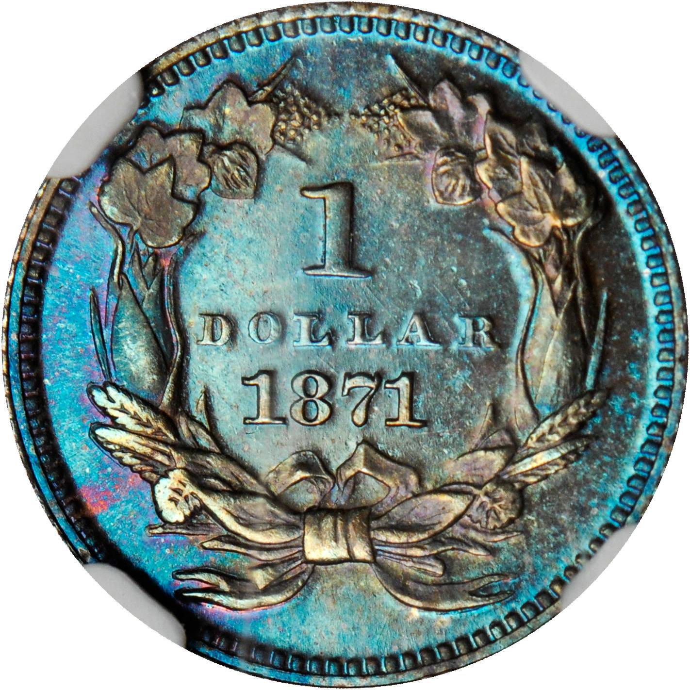 image for: 1871 Pattern Gold Dollar. Judd-1161, Pollock-1303. Rarity-8. Copper. Reeded Edge. Proof-65 BN (NGC).