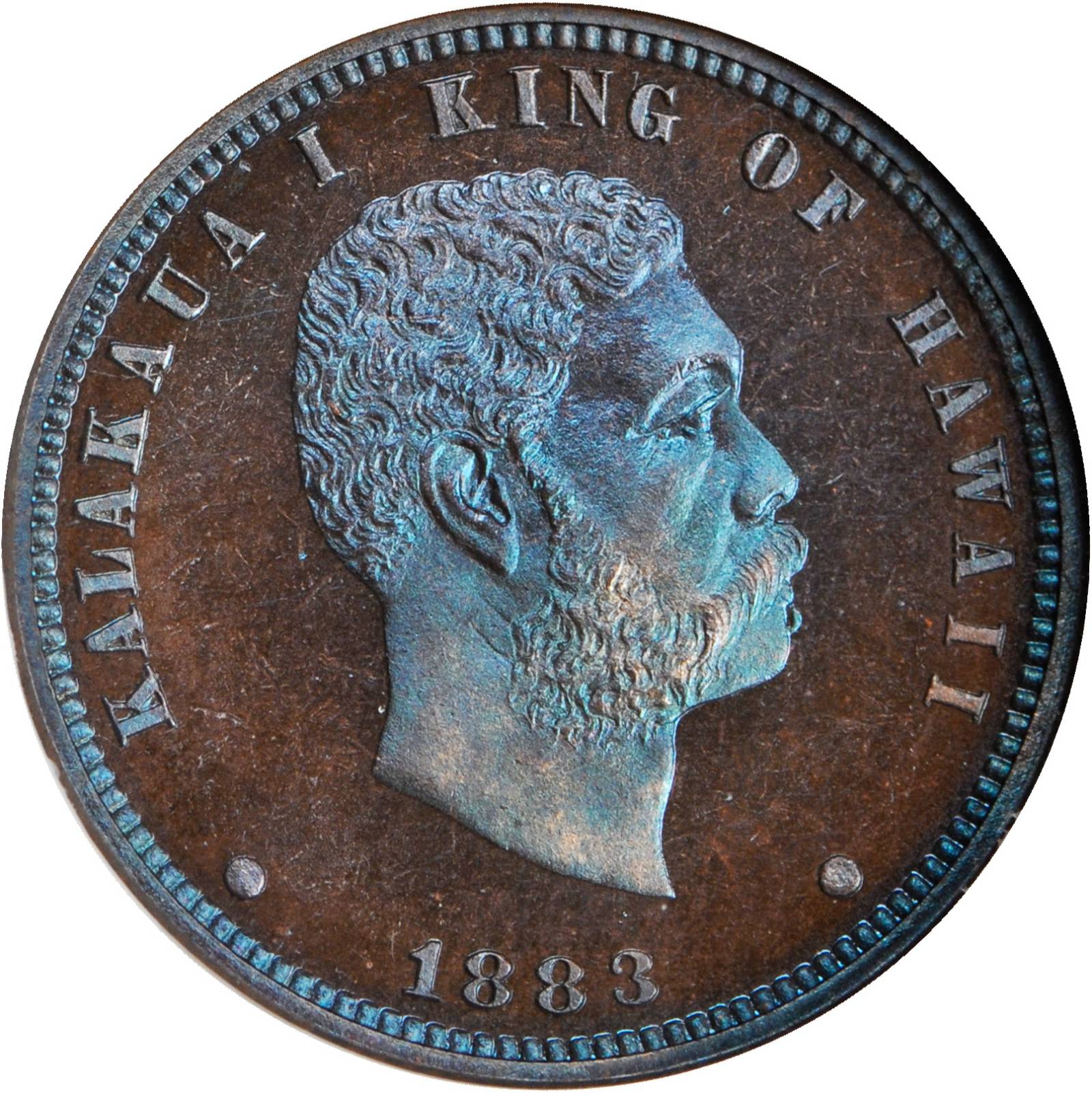 1883 Hawaii Eighth Dollar. Medcalf-Russell 2CPC-1, KM-4a. Copper. Proof-66 BN (NGC).