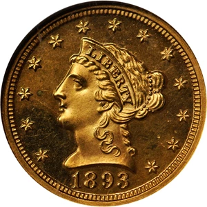image for: 1893 Liberty Quarter Eagle. Proof-64 Cameo (NGC).