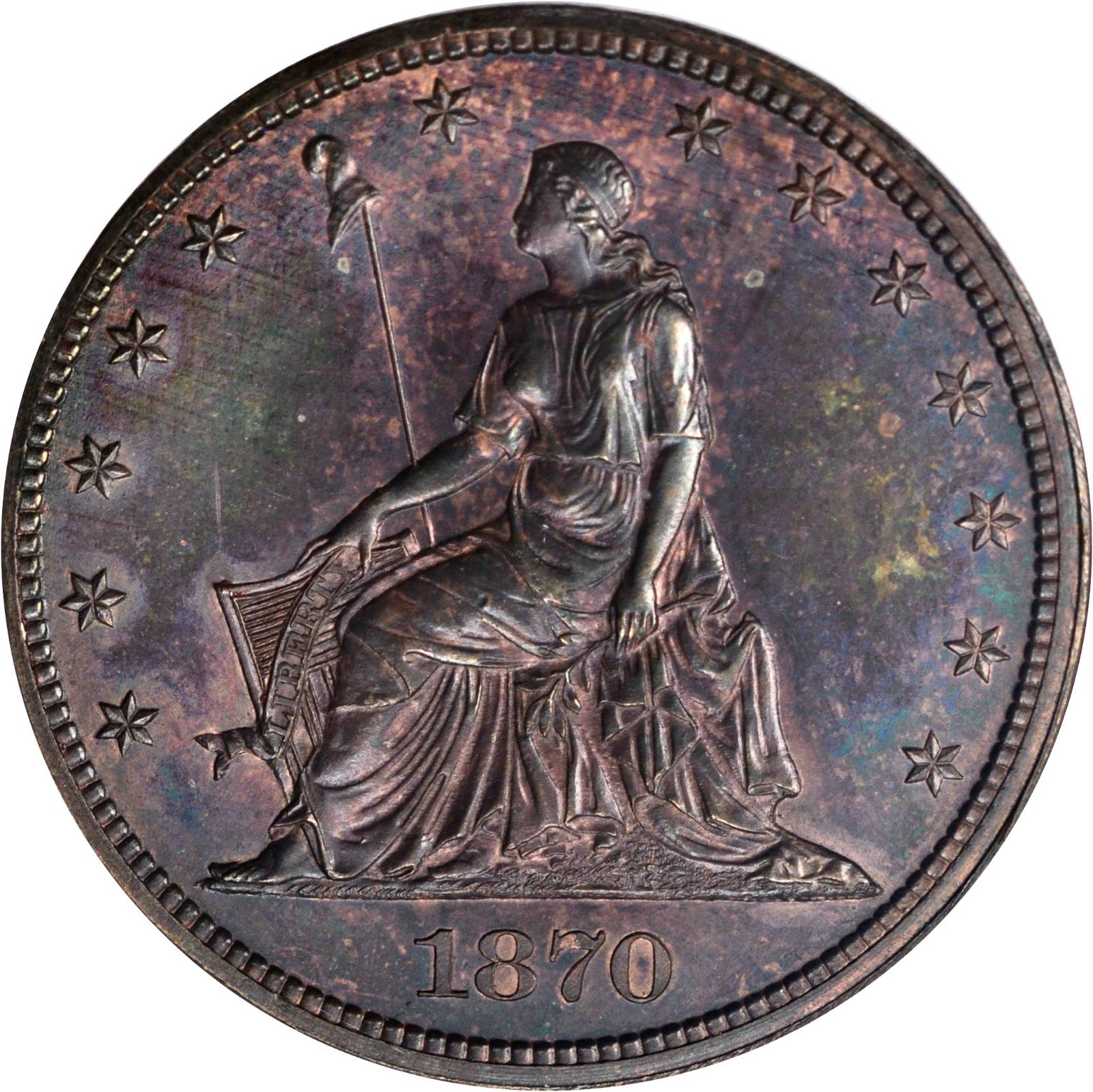 image for: 1870 Pattern Half Dollar. Judd-930, Pollock-1035. Rarity-7+. Copper. Plain Edge. Proof-64 BN (NGC). CAC.
