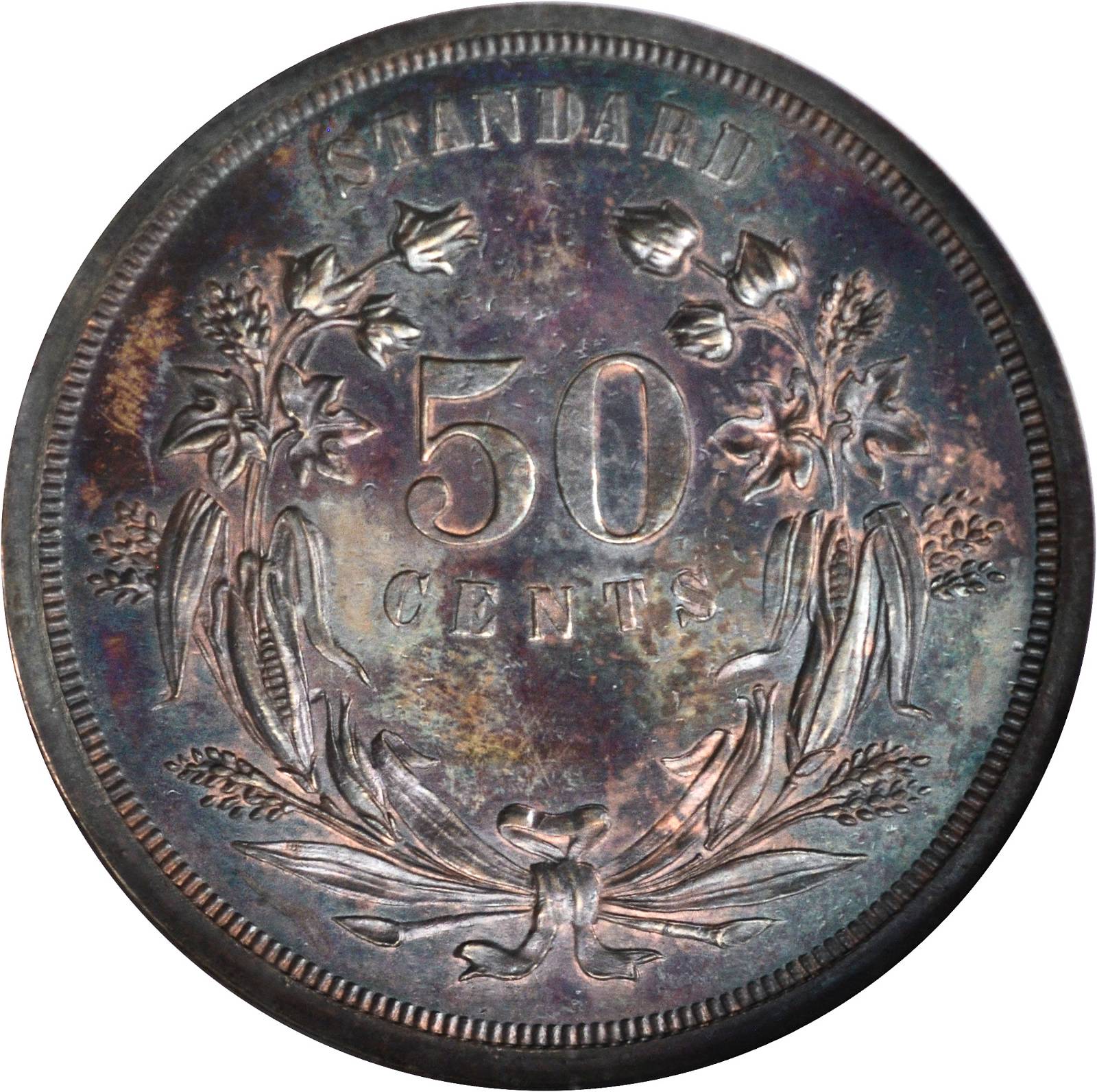 image for: 1870 Pattern Half Dollar. Judd-930, Pollock-1035. Rarity-7+. Copper. Plain Edge. Proof-64 BN (NGC). CAC.