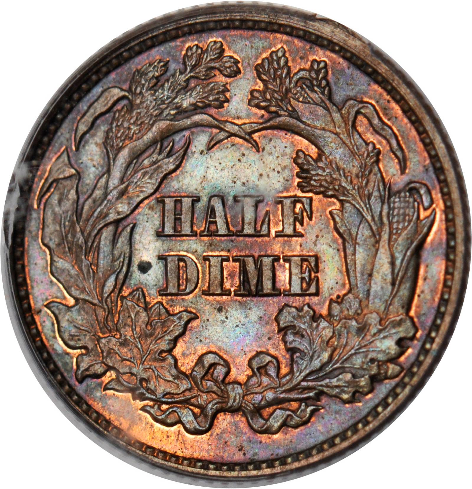 image for: 1871 Pattern Half Dime. Judd-1069, Pollock-1205. Rarity-7-. Copper. Reeded Edge. Proof-65 BN (PCGS).