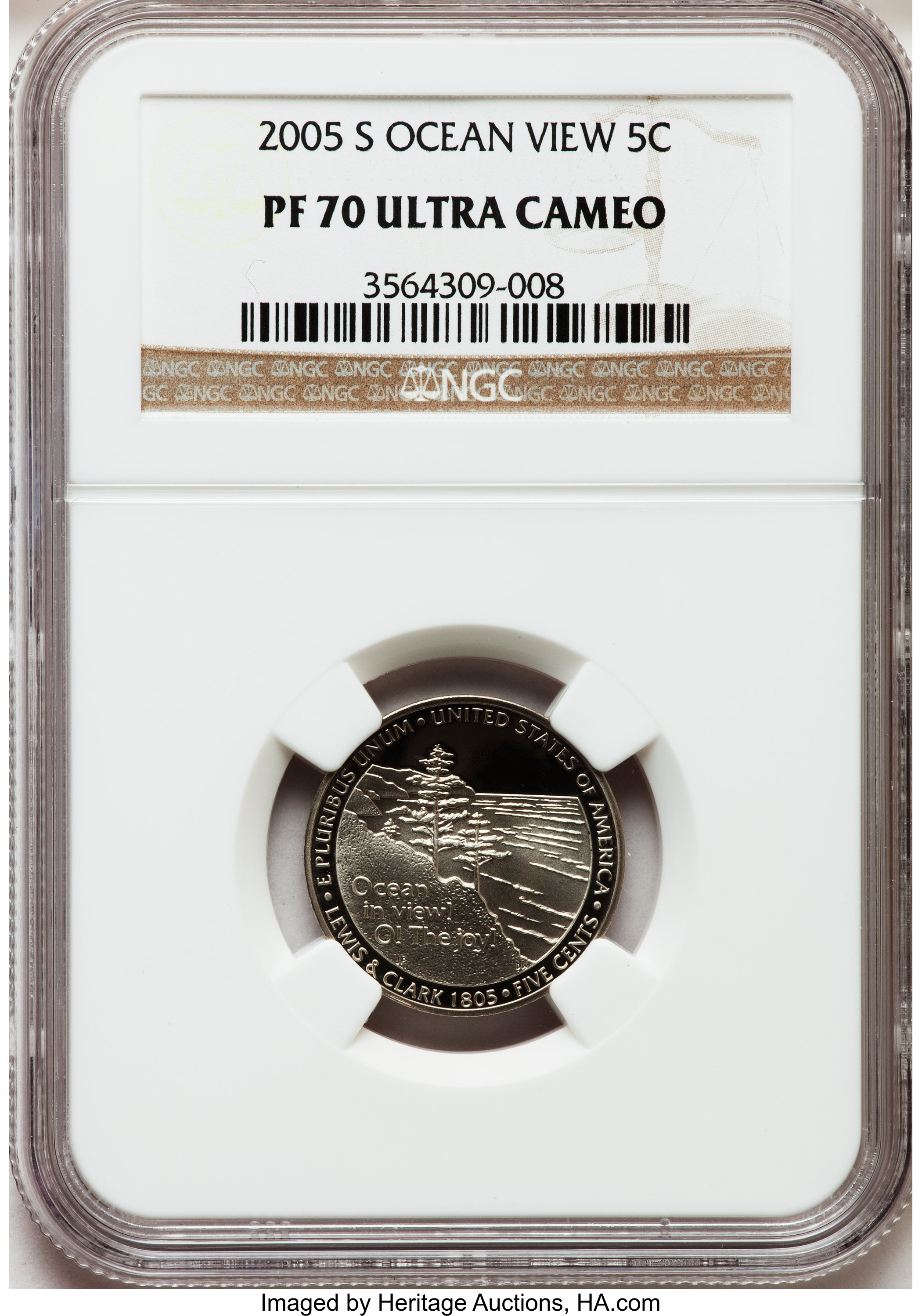 2005-S 5C Ocean In View PR70 Ultra Cameo NGC. NGC Census: (3619). PCGS Population (594). Numismedia Wsl. Price for problem...