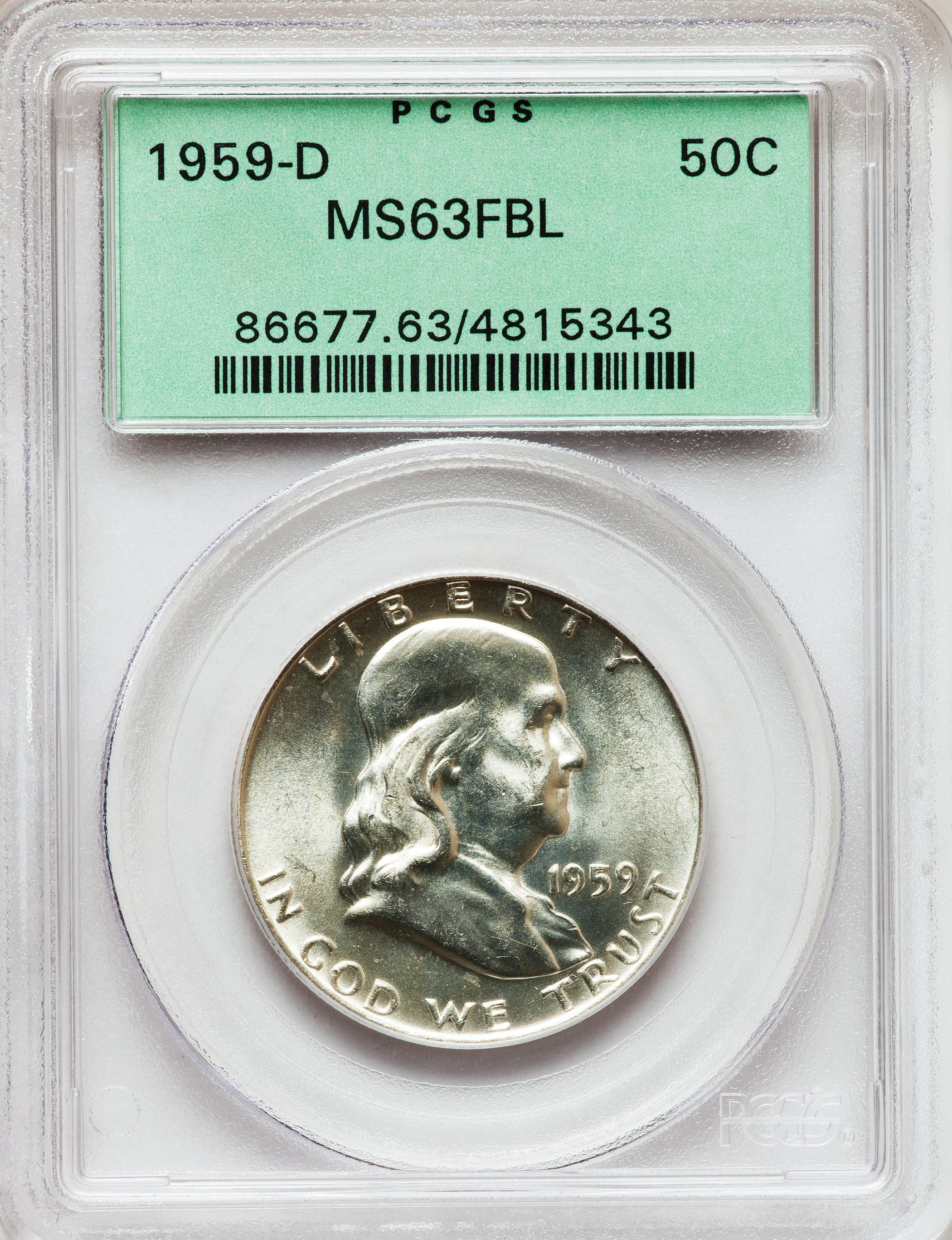 1959-D 50C MS63 Full Bell Lines PCGS. PCGS Population (126/5257). NGC Census: (79/1188). Numismedia Wsl. Price for problem...