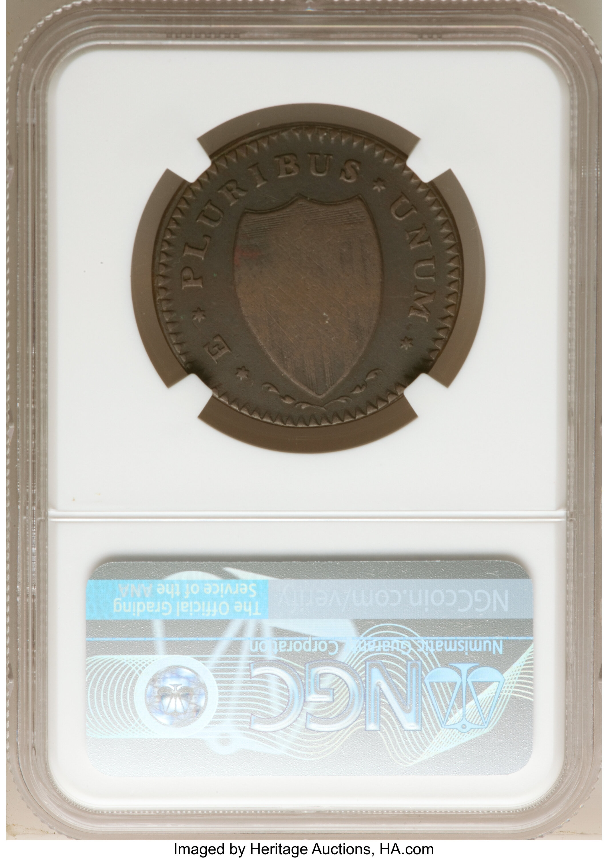 image for: 1787 New Jersey Copper, WM Above Plow, Maris 62.5-r, W-5360, Unique, Fine 15 NGC. ...