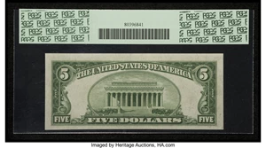 image for: Fr. 1957-G $5 1934A Federal Reserve Note. PCGS Choice About New 58....