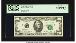 image for: Fr. 2070-D $20 1969C Federal Reserve Note. PCGS Gem New 65PPQ....